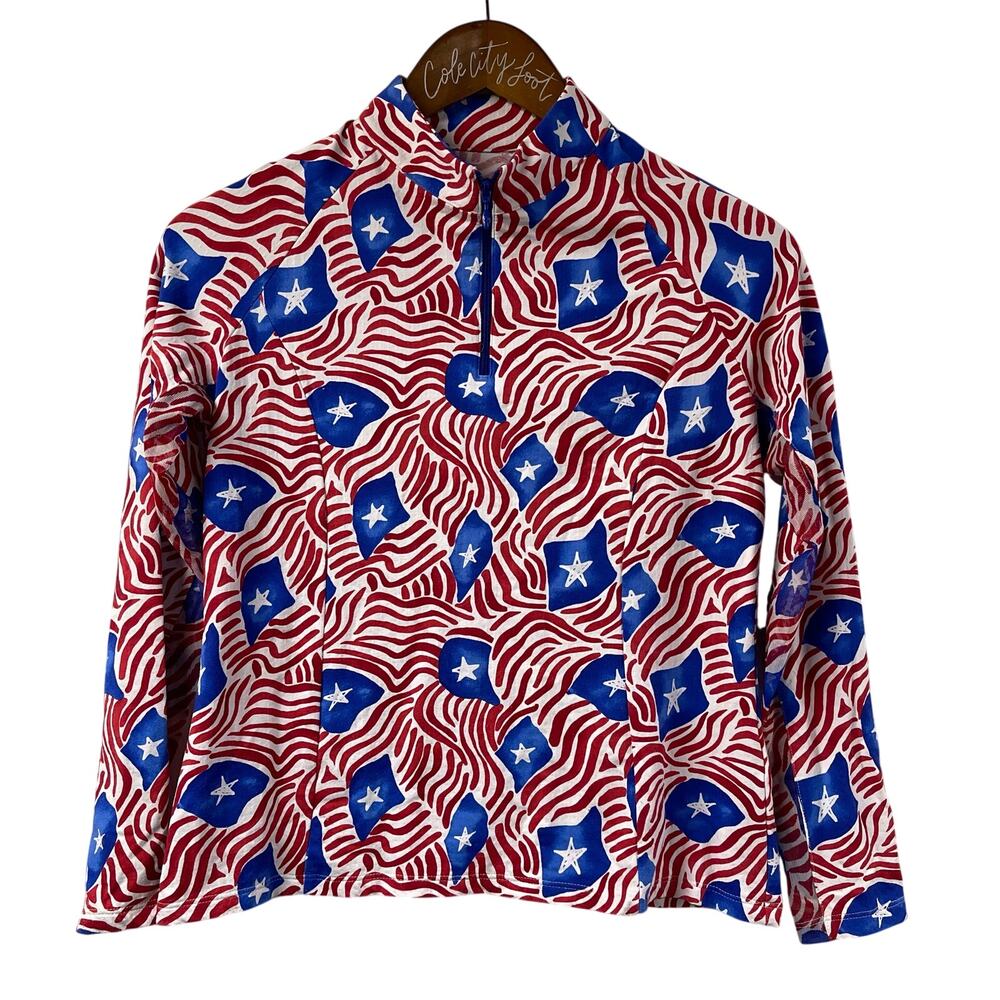 Ibkul long sleeve zip pullover youth XL American Flag print